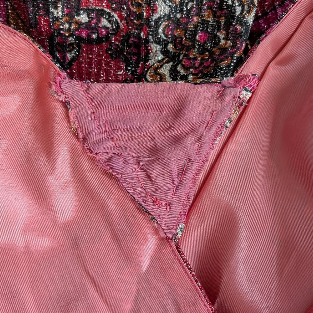 Vintage 60s Maxi Dress Gown Pink Metallic Evening 70s Glam Prom Formal Empire - Picture 14 of 14